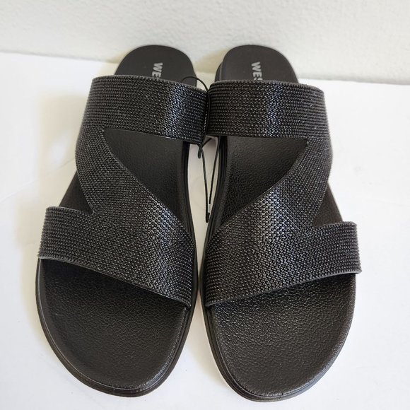 West Loop Women's Casual Slip-on Glitter Slide Sandals, Black - Picture 4 of 10
